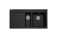 Mythos - Inbouwspoeltafel / 1000 x 515 mm / 1+1/2 bak / Onyx / Druipblad links